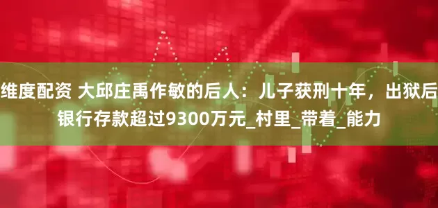 维度配资 大邱庄禹作敏的后人：儿子获刑十年，出狱后银行存款超过9300万元_村里_带着_能力