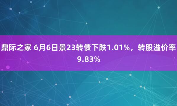 鼎际之家 6月6日景23转债下跌1.01%，转股溢价率9.83%